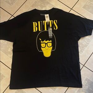 Black Graphic Tee with Yellow Print